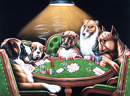 dogs playing poker